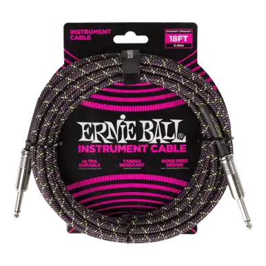 Best Price Heid Music | Ernie Ball Braided Instrument Cable Straight / Straight - 18 foot - Purple Python