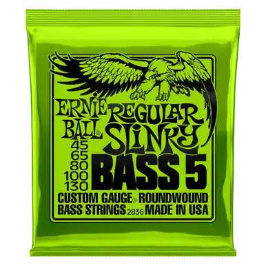 Heid Music | Ernie Ball 2836 Regular Slinky 5-String Bass Guitar Strings .045-.130 Editor’s Pick