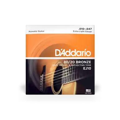 Genuine Heid Music | D'Addario EJ10 80/20 Bronze Extra Light Acoustic Guitar Strings .010-.047