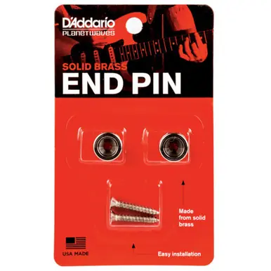 Affordable Heid Music | D'Addario Solid Brass End Pins / Strap Buttons - Chrome