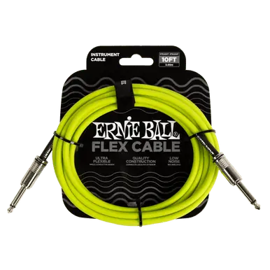 Order Now Heid Music | Ernie Ball Flex Instrument Cable Straight / Straight - 10 foot - Green