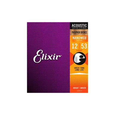 Heid Music | Elixir 16052 Nanoweb Phosphor Bronze Light Acoustic Guitar Strings .012-.053 Instant Buy