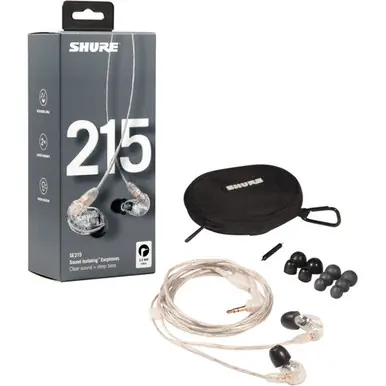 Free Delivery Shure SE215 Pro Sound Isolating Earphones - Clear - Heid Music