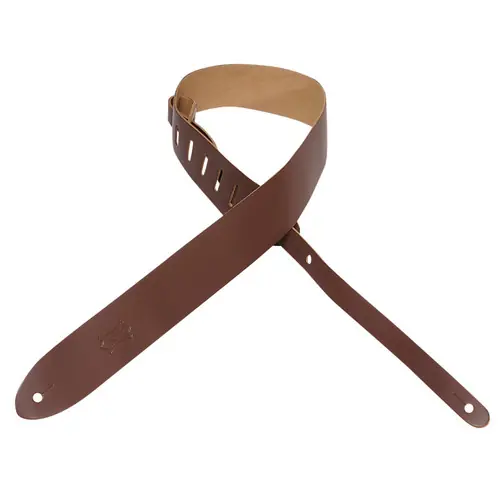 M12-BRN 2? Wide Brown Top Grain Leather Guitar Strap : Levys Price Cut