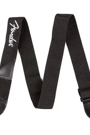 099-0662-080 2" Black Poly Guitar Strap White Fender Logo : Fender Must Have