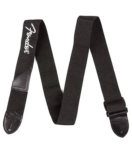 099-0662-080 2" Black Poly Guitar Strap White Fender Logo : Fender Must Have