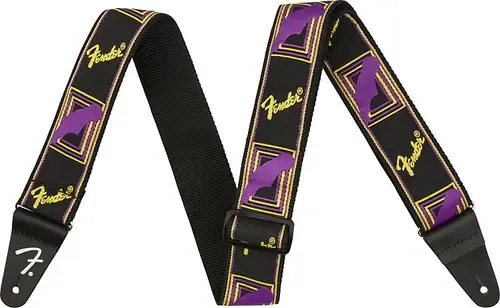 099-0681-306 2" Neon Monogrammed Guitar Strap, PURPLE/YELLOW : Fender Time-Limited