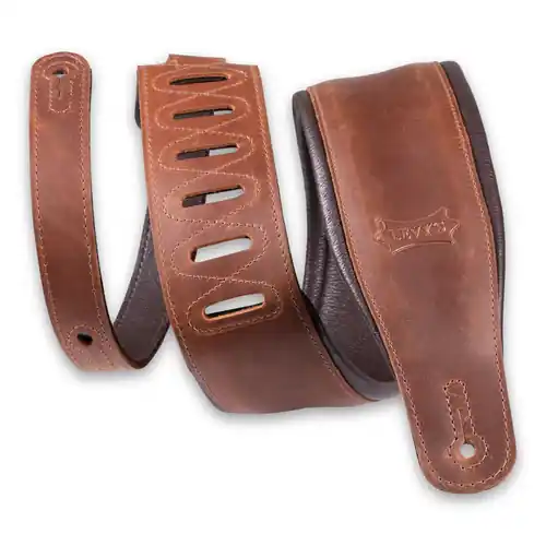 Best Price PM32BH-BRN 3.25? Wide Butter Leather Guitar Strap : Levy's
