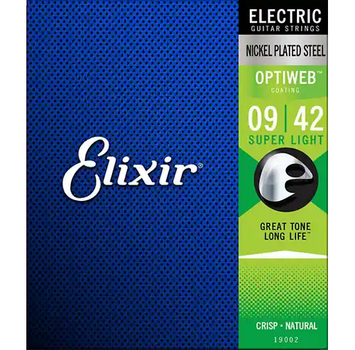 19002 With OPTIWEB Coating, Super Light (.009-.042) - Electric Strings : Elixir In Demand