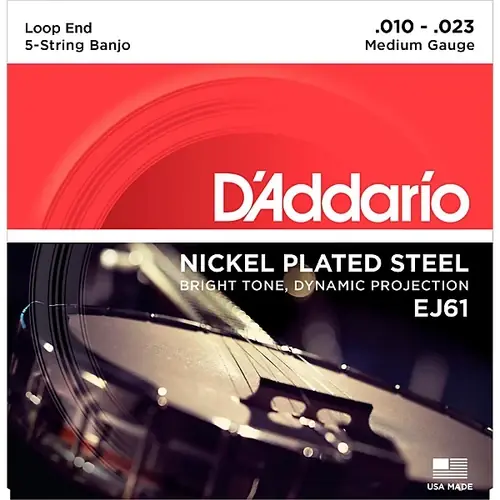 Don’t Miss Out EJ61 Nickel 5-String Medium Banjo Strings (10-23) : D'Addario