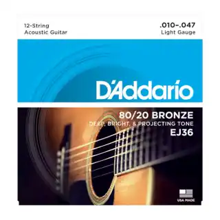 Viral EJ36 12-String 80/20 Bronze Light Acoustic Guitar Strings : D'addario