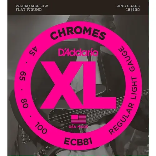Order Now ECB81SXL Chromes Flatwound Bass Strings : D'Addario