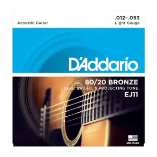 Must Have EJ11 80/20 Bronze Light Acoustic Guitar Strings : D'addario