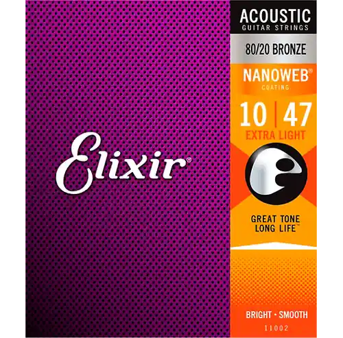 Markdown 11002 Nanoweb 80/20 Acoustic Guitar Strings - .010-.047 Extra Light : Elixir
