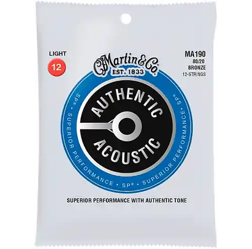 MA190 SP 12-String 80/20 Bronze Light Authentic Acoustic Guitar Strings : Martin Price Cut