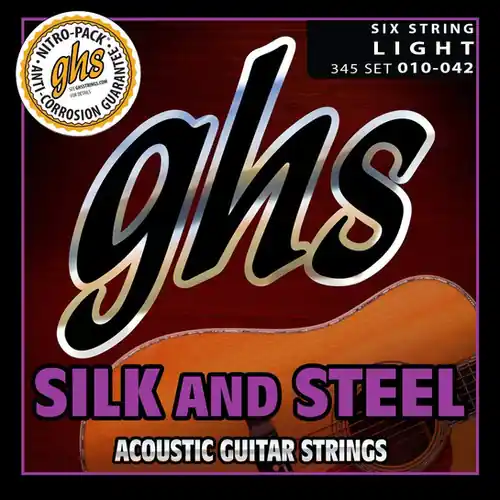345 Silk and Steel Acoustic Guitar Strings Light 10-42 : GHS Trending