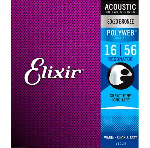 11125 Polyweb Coated 80/20 Bronze Acoustic Resonator Guitar Strings : Elixir One Day Deal