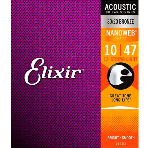 11152 Nanoweb Coated 80/20 Bronze Acoustic 12 String Lt 10-47 : Elixir Special Discount