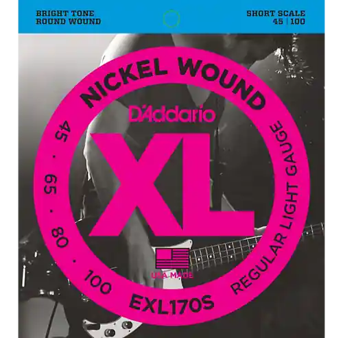 EXL170S Light Nickel Wound Short Scale Bass Strings : D'addario Top Rated