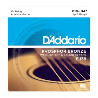 EJ38 12-String Phosphor Bronze 10-47 : D'addario Genuine