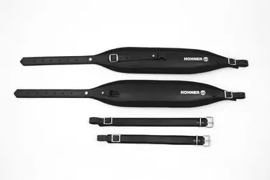 Deal Hohner ACC15 Italian Leather and Velour Accordion Shoulder Straps - XL- Black