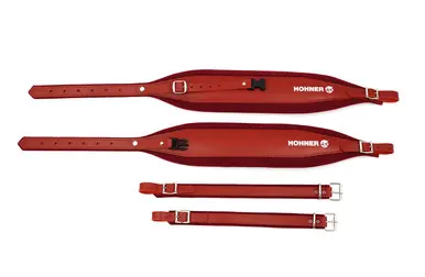 Hohner ACC16 Italian Leather and Velour Accordion Shoulder Straps - XL- Red Price Drop