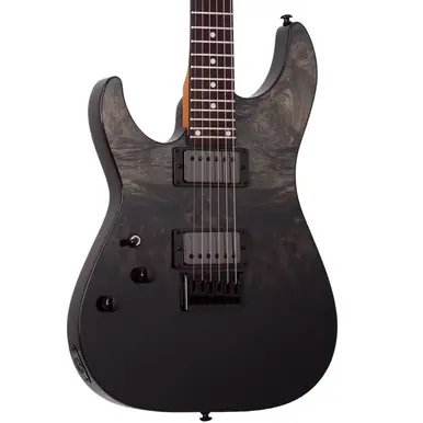 Luxury Schecter C-1 Standard Left-Handed Electric Guitar - Black Fade Burst Burl