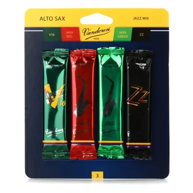 Vandoren Alto Saxophone Reeds 4-Pack Jazz Mix - 3.0 Crafted