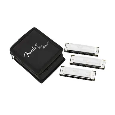 Big Sale Fender 3-Pack Blues Deluxe Harmonicas With Case