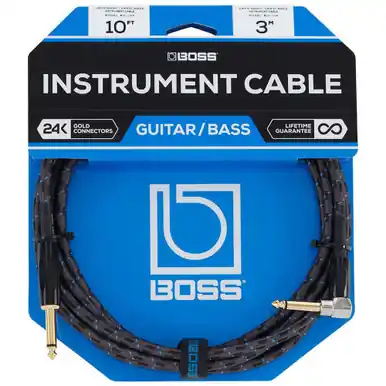 Free Returns BOSS BIC-10A Straight to Right Angle 1/4" TS Instrument Cable - 10ft
