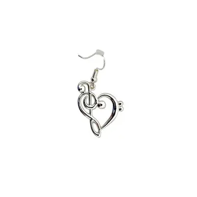 Bass and Treble-Clef Heart Earrings Genuine