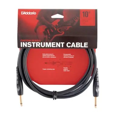 One Day Deal D'Addario PW-G-10 Custom Series Straight to Straight Instrument Cable - 10 foot