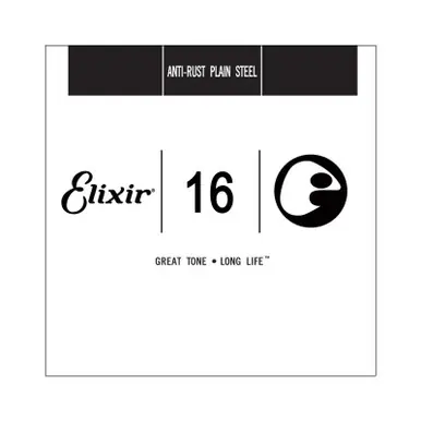 Elixir Anti-Rust Plain Steel Single Guitar String - .016 Worldwide Shipping