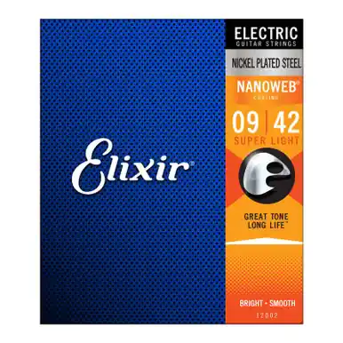 Discount Elixir Nanoweb Electric Guitar Strings - Nickel Plated Steel Super Light 09-42