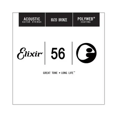 Secure Checkout Elixir Polyweb 80/20 Bronze Single Acoustic Guitar String - .056