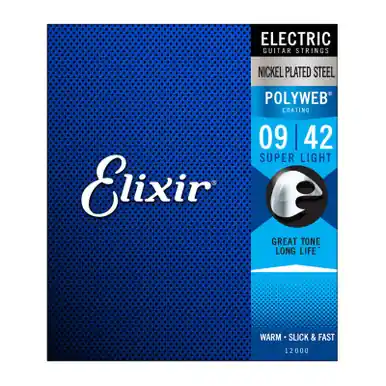 Budget Elixir Polyweb Electric Guitar Strings - Nickel Plated Steel Super Light 09-42