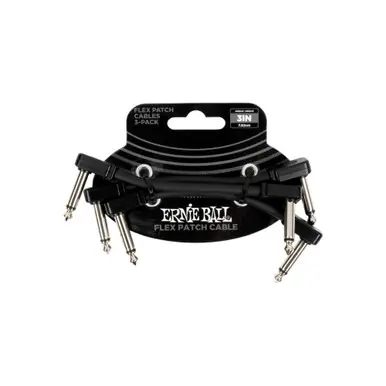 Ernie Ball 3-Inch 3-Pack of Guitar Pedalboard Flex Patch Cables Authentic