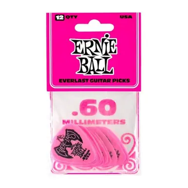 Limited Edition Ernie Ball Everlast Guitar Pick .60mm 12-Pack - Pink