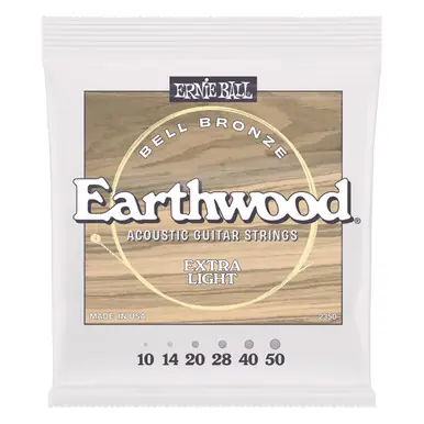Ernie Ball P02350 Earthwood Acoustic Guitar Strings Bell Bronze Extra Light 10-50 Fan Favorite