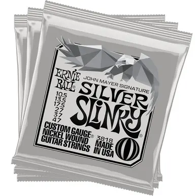 Ernie Ball P03818 - John Mayer Signature Silver Slinky Electric Guitar Strings - 3 Pack Clearance