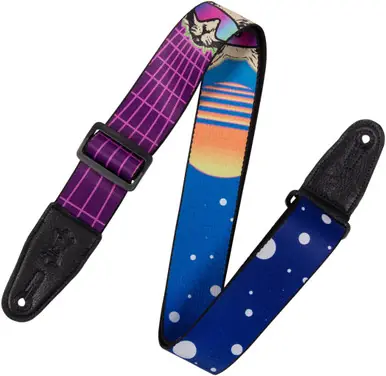 Final Sale Levy's 2-Inch Graphic Waves Series Guitar Strap - Cyber Cat