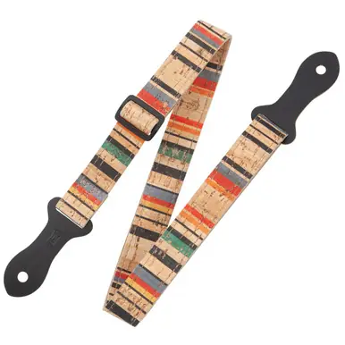 Premium Levy's 1-Inch Cork Series Ukulele Strap - Multicolor Stripes