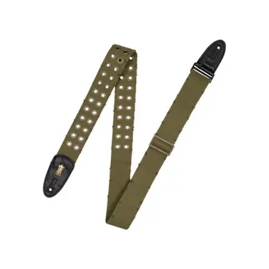 Certified Levy's 2-Inch Worn and Torn Series Distressed Cotton Guitar Strap with Brass Eyelets - Green