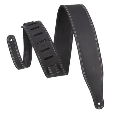 Weekend Sale Levy's 2.5-Inch Butter Leather Guitar Strap - Double Stitched Black
