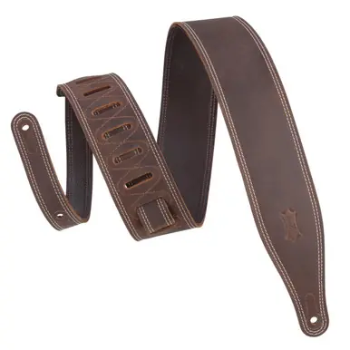Levy's 2.5-Inch Butter Leather Guitar Strap - Double Stitched Dark Brown Order Now