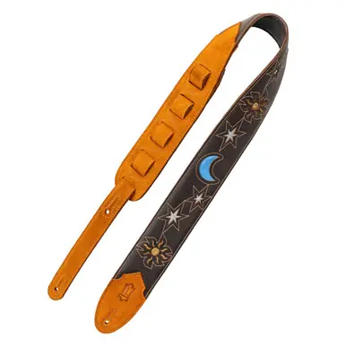 Trending Levy's 2.5-Inch Sunbird Series Guitar Strap - Dark Brown Sun and Moon