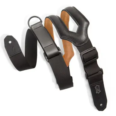 Levy's 3-Inch Right Height Series Leather Guitar Strap with RipChord - Black Budget
