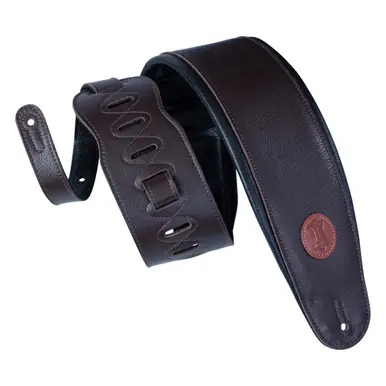 Secure Checkout Levy's 4.5-Inch Signature Legacy Series Leather Bass Guitar Strap - Dark Brown