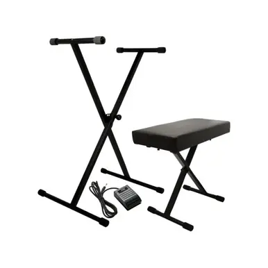 On-Stage KPK6520-BB Keyboard Stand And Bench Pack With Keyboard Sustain Pedal Money Back Guarantee