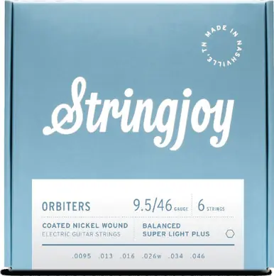 Stringjoy OR09546 Orbiters Coated Nickel Wound Balanced Super Light Plus Electric Guitar Strings - .0095 - .046 Don’t Miss Out
